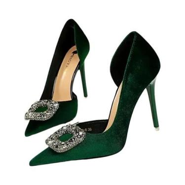 Imagem de Sapatos De Festa Femininos De Veludo Com Salto Super Alto De 105cm, Bi
