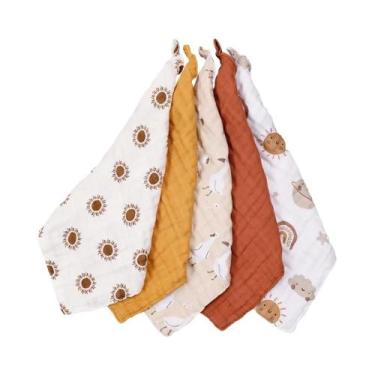 Imagem de Toalhas De Bebê De Algodão Muslin De Bambu, Pacote Com 5 Peças, Respir