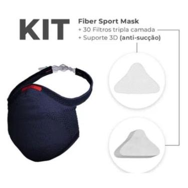 Imagem de Kit Máscara Proteção Fiber Knit Sport Azul Escuro-Unissex