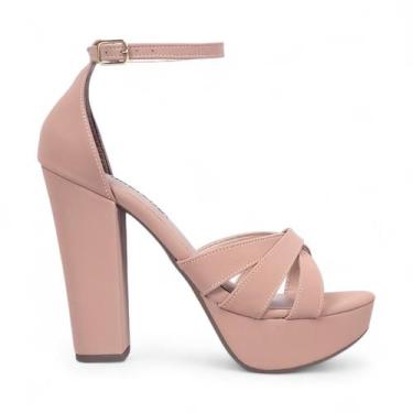 Imagem de Sandália Livia Meia Pata Salto Grosso Tira Tornozelo - Senhorella, Nud