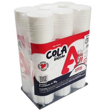 Imagem de Kit com 6 Cola Bastao Escolar Branca Adere 21G