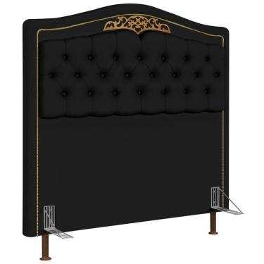 Imagem de Cabeceira Cama Box Casal Queen 160cm com Tachas Imperial J02 Sintético Preto - Mpozenato