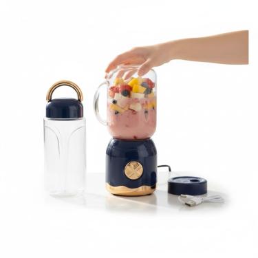 Imagem de Mini Liquidificador Portátil para Suco Vitamina Shake Recarregável Azul