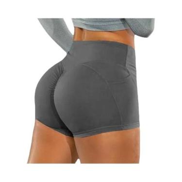 Imagem de Shorts De Fitness Sem Costura De Cintura Alta Com Efeito Levanta Bumbu