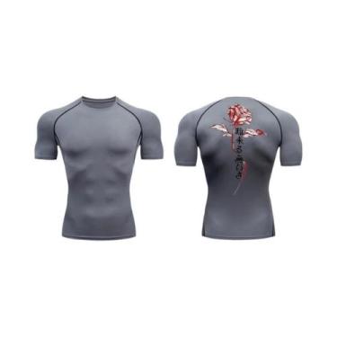 Imagem de Camisetas De Compressão Masculinas De Secagem Rápida Com Estampa Flora