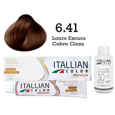 Imagem de Kit Coloração Itallian Color 6.41 Louro Escuro Cobre Cinza + Oxi 30