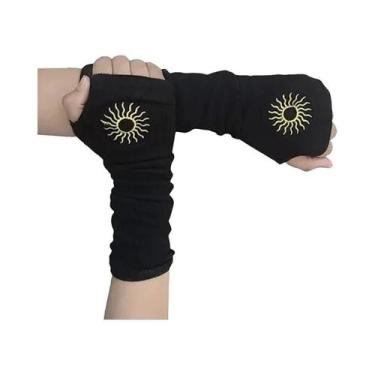 Imagem de Luvas Longas Sem Dedos Góticas Pretas Punk Com Cruz E Pentagrama Para 