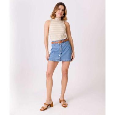 Imagem de Mini Saia Jeans Feminina Botões Marisa Azul-75084, Jeans azul, 36
