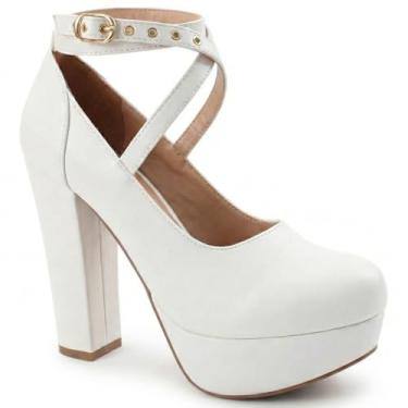 Imagem de Sapato Boneca Modarpe Meia Pata Salto Grosso M10 Cor:Branco;Tamanho:39