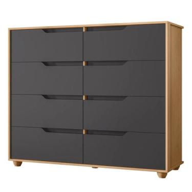 Imagem de Cômoda para Quarto 8 Gavetas 136cm Doble Flex Freijó/Titanium - Albatr