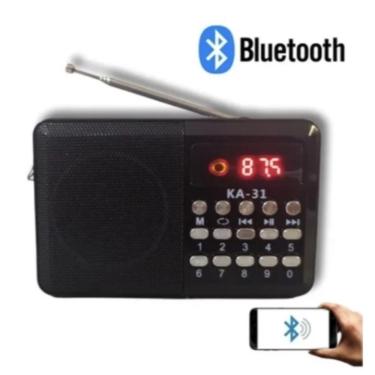 Imagem de Rádio Retrô Bluetooth OEM KA-31 com FM Potência 3W Bateria Recarregável 800mAh Conectividade 5.0 Preto