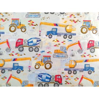 Imagem de Kit Jogo de Lençol Solteiro 2 Peças com Elástico Microfibra 170 Fios 100% Poliéster Estampa Tratores OEM