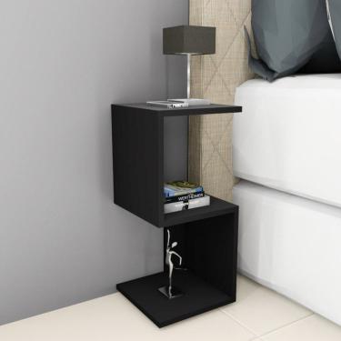 Imagem de Mesa de Cabeceira Mesinha Nicho em Z ou S Aparador de Canto Sala Quarto Preto