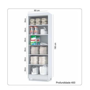 Imagem de Armário Multiuso Dispensa 2 Portas 4 Prateleiras MDP 60CM Branco