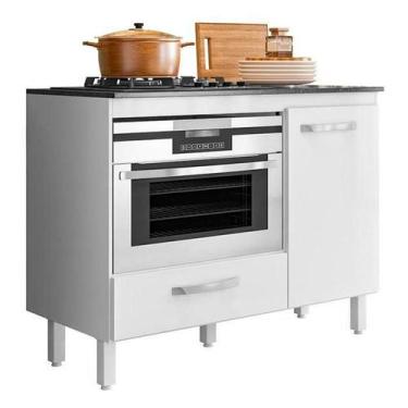 Imagem de Balcão Para Cooktop Fit 1 Porta 1 Gaveta Branco/Branco UV - Nicioli - 