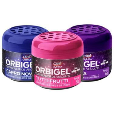 Imagem de Kit 3 Aromatizantes Automotivo Carro Novo Lavanda 55g Orbi