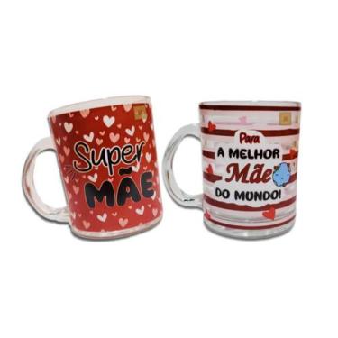 Imagem de Kit 2 Canecas de Vidro 330ml Dia Das Mães Lembrança Presente Cor:Super