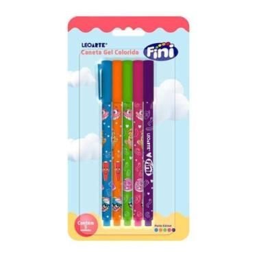 Imagem de Caneta Gel Colorida Leonora Fini Ponta 0,6MM Conjunto com 5 Unidades p