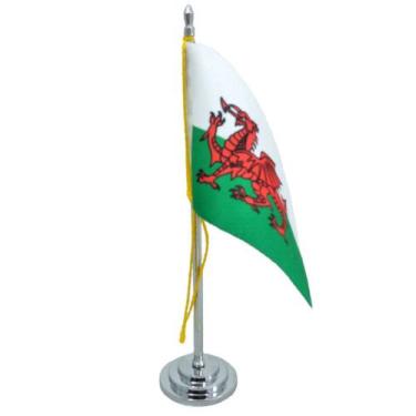 Imagem de Mini Bandeira De Mesa País De Gales 15 Cm (mastro) Poliéster - SP Band