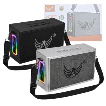 Imagem de Caixa de Som Bluetooth Altomex AL-8303 120W com Led Rgb Alça de Transporte Conexão Usb Cartão Micro Sd Aux P2 Preto