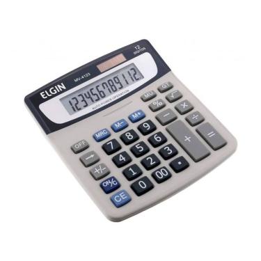 Imagem de Calculadora de Mesa Elgin MV4123 Visor LCD 12 Dígitos com Função Raiz Quadrada e Memória Cinza