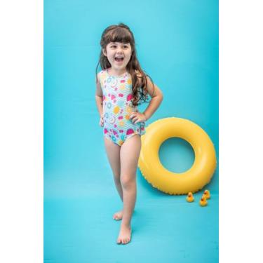 Imagem de Maiô infantil babado no bumbum com proteção uv - estampa frutinhas - P