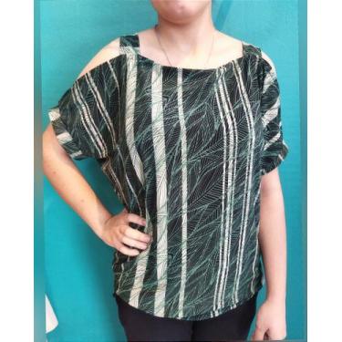 Imagem de Blusa Manga Vazado em Malha Liganete Feminina - no-brand, Preto, Green