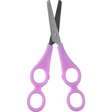 Imagem de Tesoura Escolar BRW Dupla Inclusiva 17cm Display com 12 Unidades Rosa e Azul