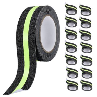 Imagem de Fita Antiderrapante 5 Metros Kit 14 Uni Adesiva Segurança Refletiva Rampa Piso Chao Escada Queda Antideslizante