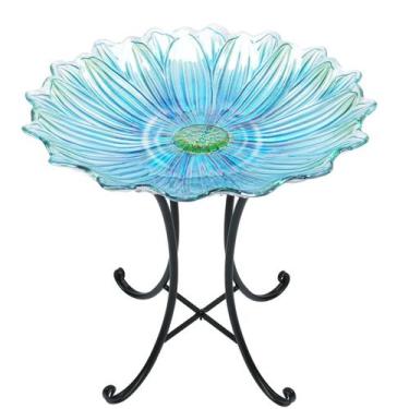 Imagem de Banheira para Pássaros MUMTOP 46 cm Azul com Suporte Metálico