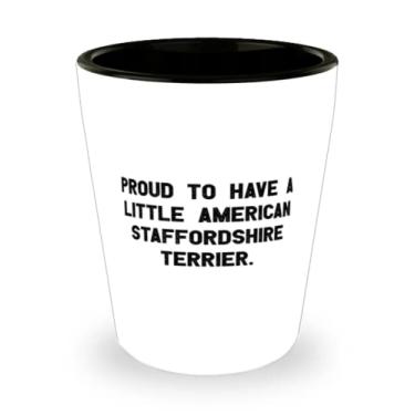 Imagem de Lindos presentes para cães Staffordshire Terrier americanos, orgulhosos de ter um pequeno americano, presentes de copo de Natal sarcasmo para amantes de cães