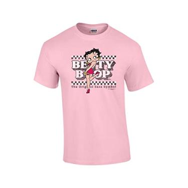 Imagem de Betty Boop The Original Sass Symbol envelhecido Unissex Manga Curta Camiseta Gráfica, Rosa claro, X-Large