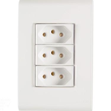 Imagem de Conjunto 4x2 com 3 Tomadas 2P+T 10 A 250 V Tramontina Liz Branco Tramontina