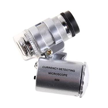 Imagem de Kit de acessórios para microscópio, 1 peça, 60 x mini joalheiro lupa com microscópio de bolso portátil LED fácil de carregar microscópio Slides