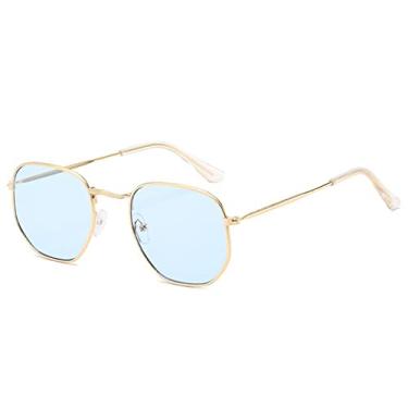Imagem de Óculos de Sol Quadrado Feminino Vintage Armação Pequena Metal Óculos de Sol Feminino Designer de Moda Clássico Polígono Retro Gafas De Sol, Azul Jelly, Outros