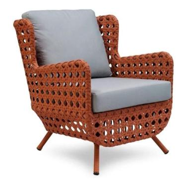Imagem de Cadeira Poltrona Em Fibra De Junco Sintetico E Aluminio - Sarah Móveis