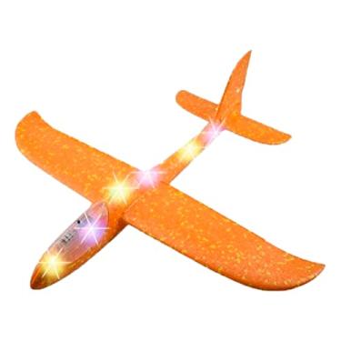 Imagem de Avião Planador Manual Aeromodelo De Espuma Com Led RGB Arremesso De Brinquedo Fácil De Montar Laranja, Verde, Vermelho, Azul LINHA PREMIUM SYANG (LARANJA)