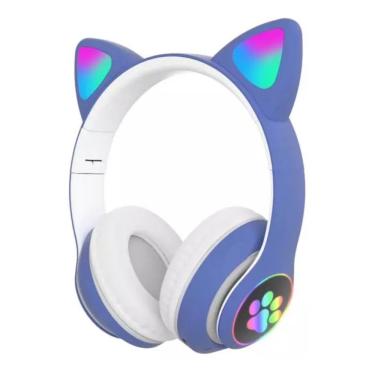 Imagem de Fone De Ouvido Led Gatinho Sem Fio Bluetooth Wireless Azul