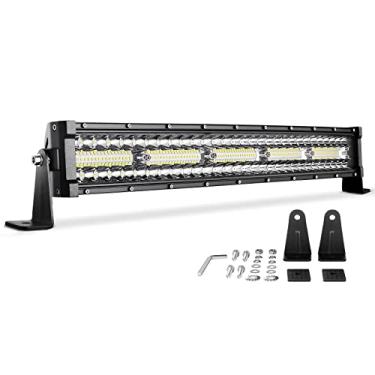 Imagem de DWVO Barra de luz de LED curvada 22" (60 cm com suporte de montagem) 450W linha tripla 20000LM Upgrade Chipset Led Luz de trabalho para lâmpada de neblina de condução off-road IP68 Barras de luz à prova d'água