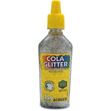 Imagem de Cola com Glitter, Acrilex 029120202, Prata, 35 g, Pacote de 12