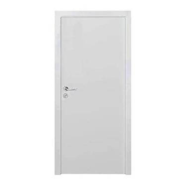 Imagem de Kit Porta de Madeira Lisa Primer 210cmx70cm Moldufama Esquerda Branco