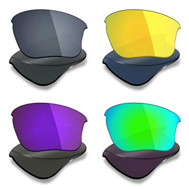 Imagem de 4 pares de lentes polarizadas de substituição Mryok para óculos de sol Oakley Flak Jacket XLJ – Preto IR/24K ouro/roxo plasma/verde esmeralda