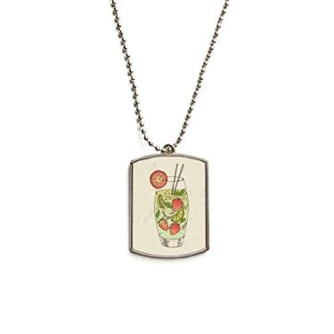 Imagem de DIYthinker Colar com pingente de corrente de aço inoxidável com estampa de suco de fruta de morango