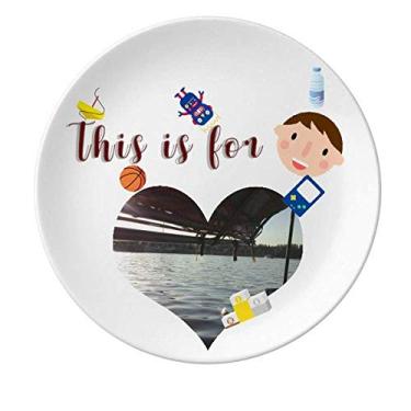 Imagem de Prato de porcelana leve de pescador, jantar, redondo, menino, homem