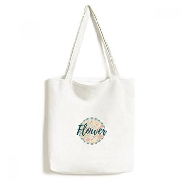 Imagem de Sacola de lona com tinta de flor Line Leaves bolsa de compras casual bolsa de mão