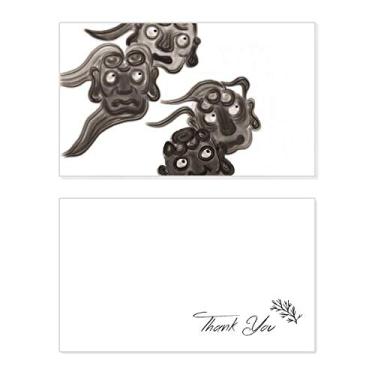 Imagem de Cartão de agradecimento de aniversário estilo chinês Five Goblins Monster estilo de tinta chinesa lembrança casamento agradecimento