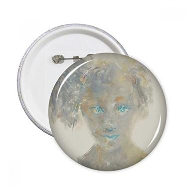 Imagem de Blue Eye Girl XJJ Pintura a óleo Pinos Redondo Emblema Decoração Roupas 5 peças Presente