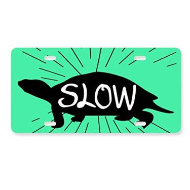Imagem de DIYthinker Etiqueta de aço inoxidável para decoração de placa de carro com desenho de animal de tartaruga preta