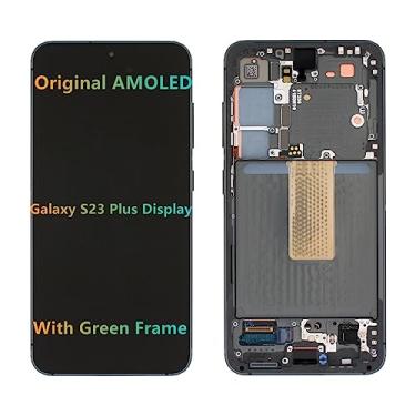Imagem de Tela LCD de substituição original AMOLED de 6,6 polegadas para Samsung Galaxy S23 Plus S23 Plus5G S916B S916B/DS S916U S916U1 S916W S916E S916E/DS Touch Screen Digitalizador (moldura verde)