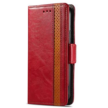 Imagem de HUANGTAOLI Capa flip para Samsung Galaxy M14 5G, carteira de couro PU, compartimentos para cartões, fecho magnético, capa protetora para Samsung Galaxy M14 5G vermelha